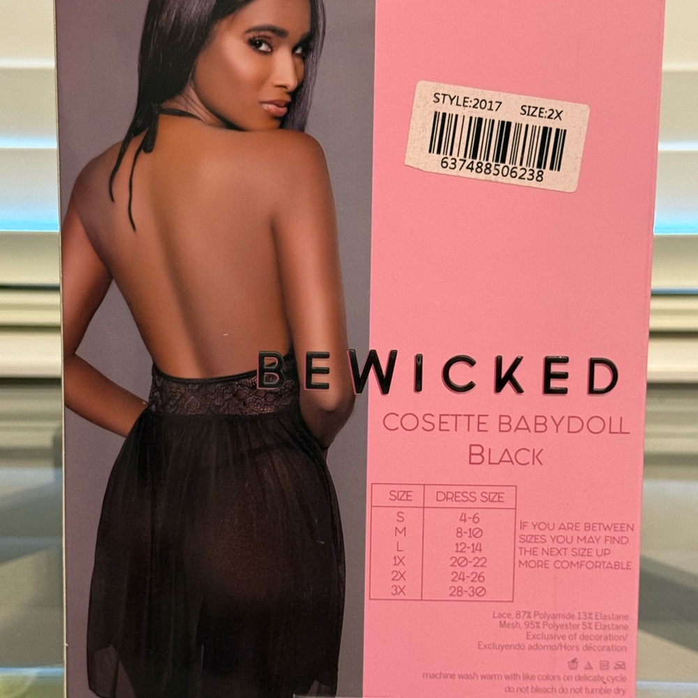 BeWicked Cosette Lace Babydoll in Black - Picture 5 of 8
